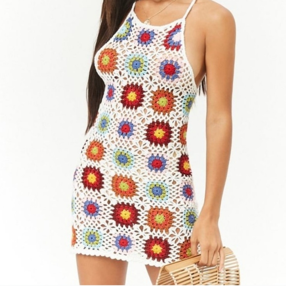Colorful Crochet Dress/Swim Cover Up